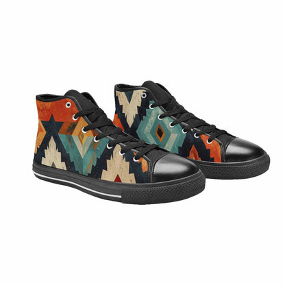MEN'S Southwestern Geometric Diamond High Top Canvas Vibrant Chaos Sneakers