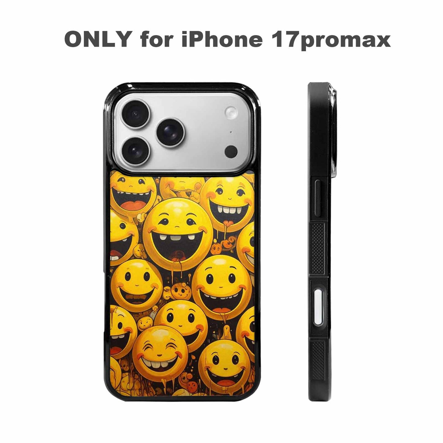 iPhone 17 Pro Max Case — Melting Moon Smiley Red Original Art, Customized Protective Case