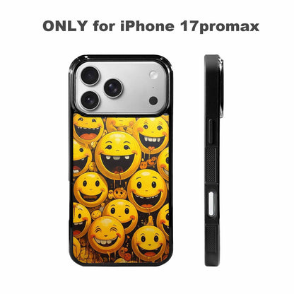 iPhone 17 Pro Max Case — Melting Moon Smiley Red Original Art, Customized Protective Case
