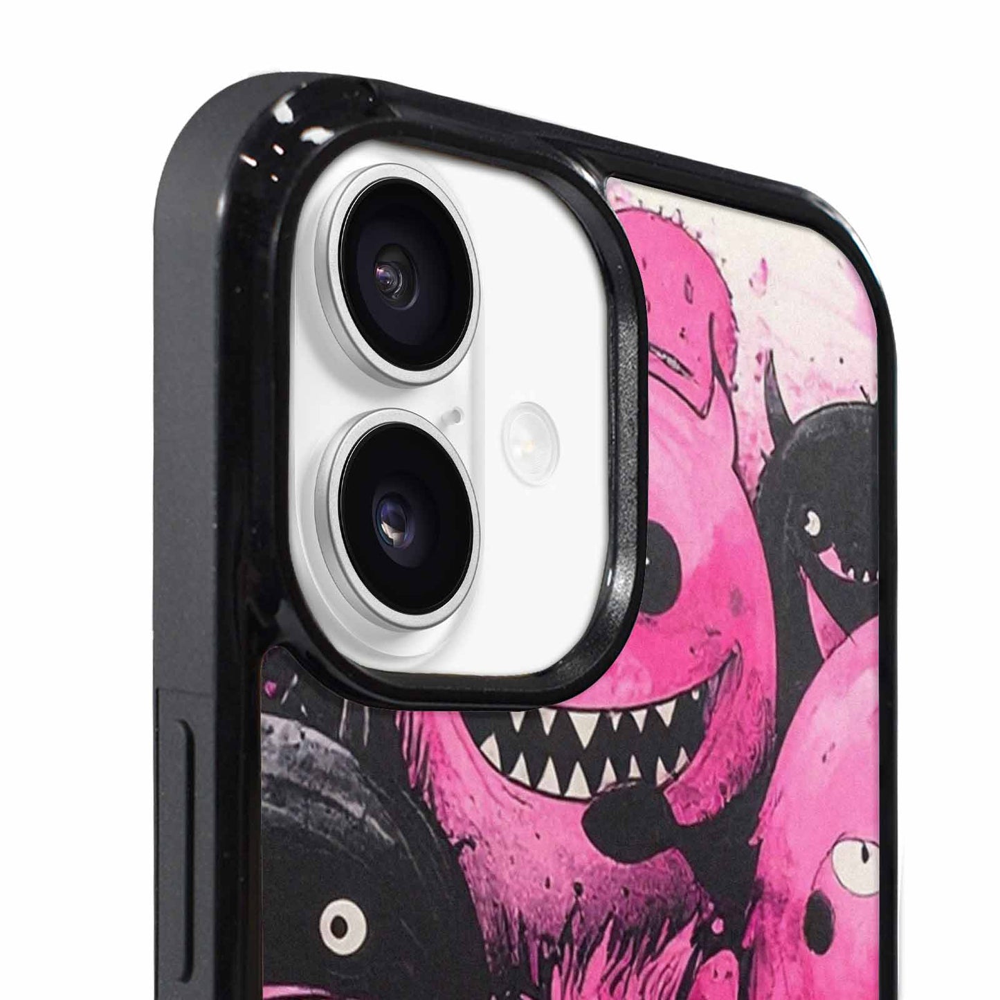 iPhone 17 Case — Black &amp; Pink Ink Cartoon Cute, Custom Printed Phone Case