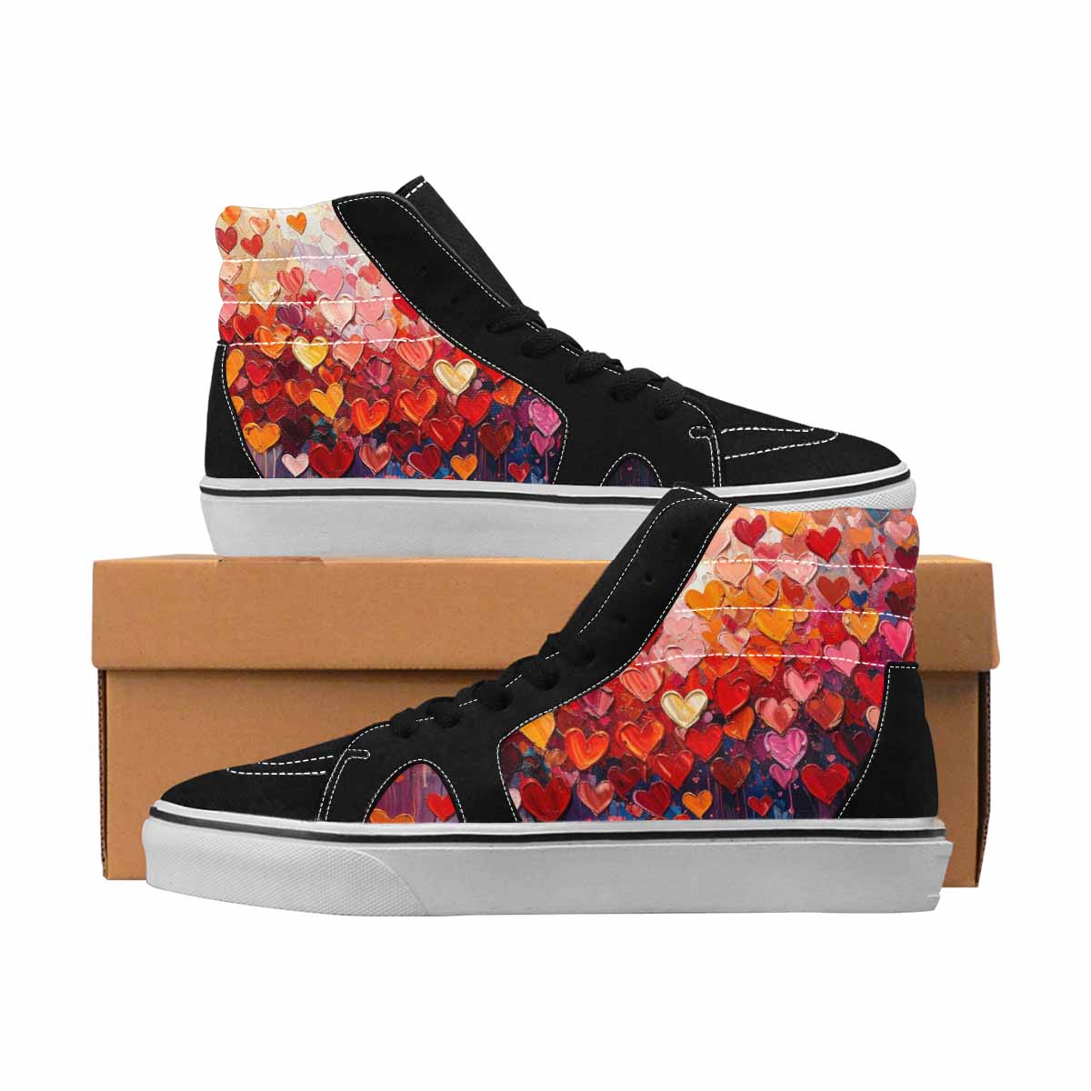 MEN'S Hearts Full Color High Top Canvas Original Design Dark Academia Original Art Sneakers
