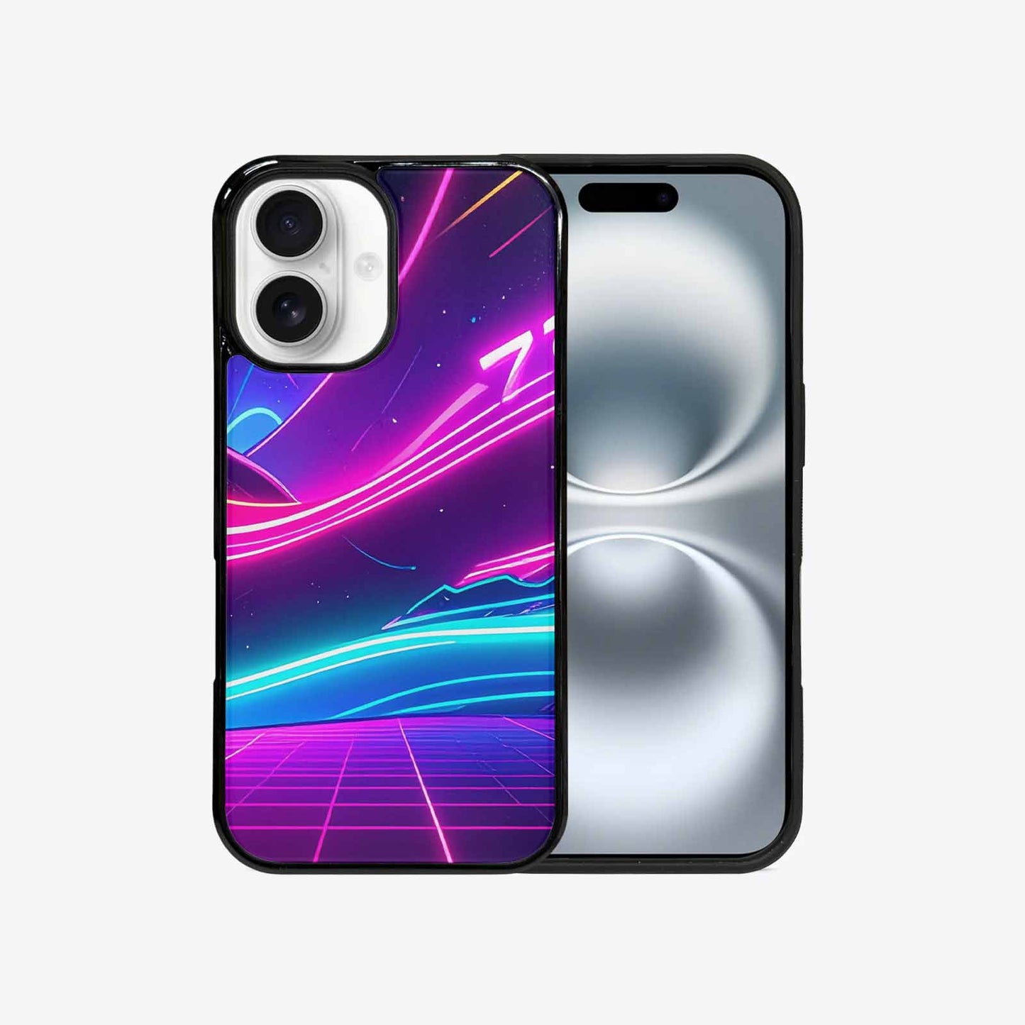 iPhone 16 Case — 1980s Neon Cartoon Art Pattern, Unique Phone Case Design