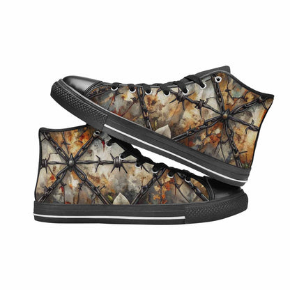 MEN'S Barbed Wire Chain High Top Canvas Dark Academia Custom Shoes