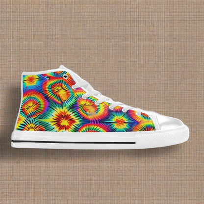 Peacock White Gold Vivid MEN Bold Art - Freaky Shoes | Custom Art Sneakers
