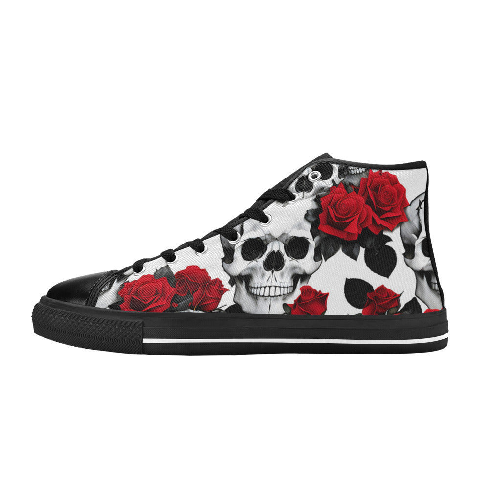 MEN'S Skulls Roses Deluxe 7 High Top Canvas Neon Fantasy Custom Shoes