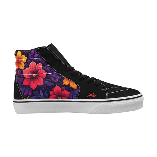 WOMEN'S Exotic Floral Weave High Top Skateboarding Vibrant Chaos Custom Sneakers