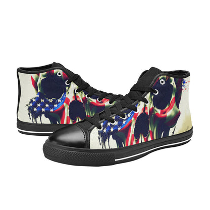 MEN'S Patriotic Flag Skull Art High Top Canvas Y2K Custom Sneakers