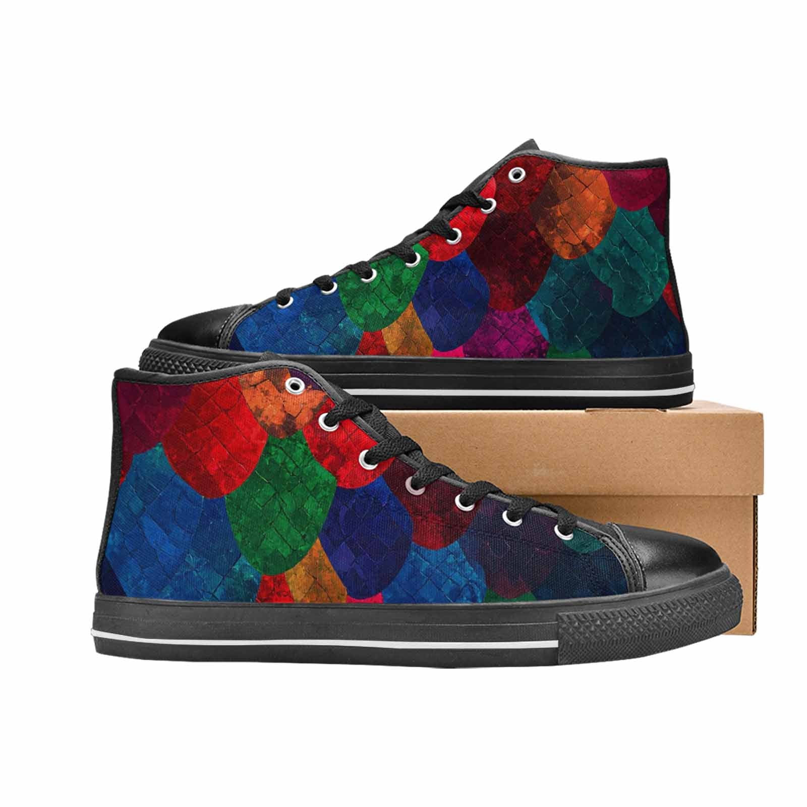 MEN'S Dark Snake Print High Top Canvas Wallpaper Art Custom Shoes