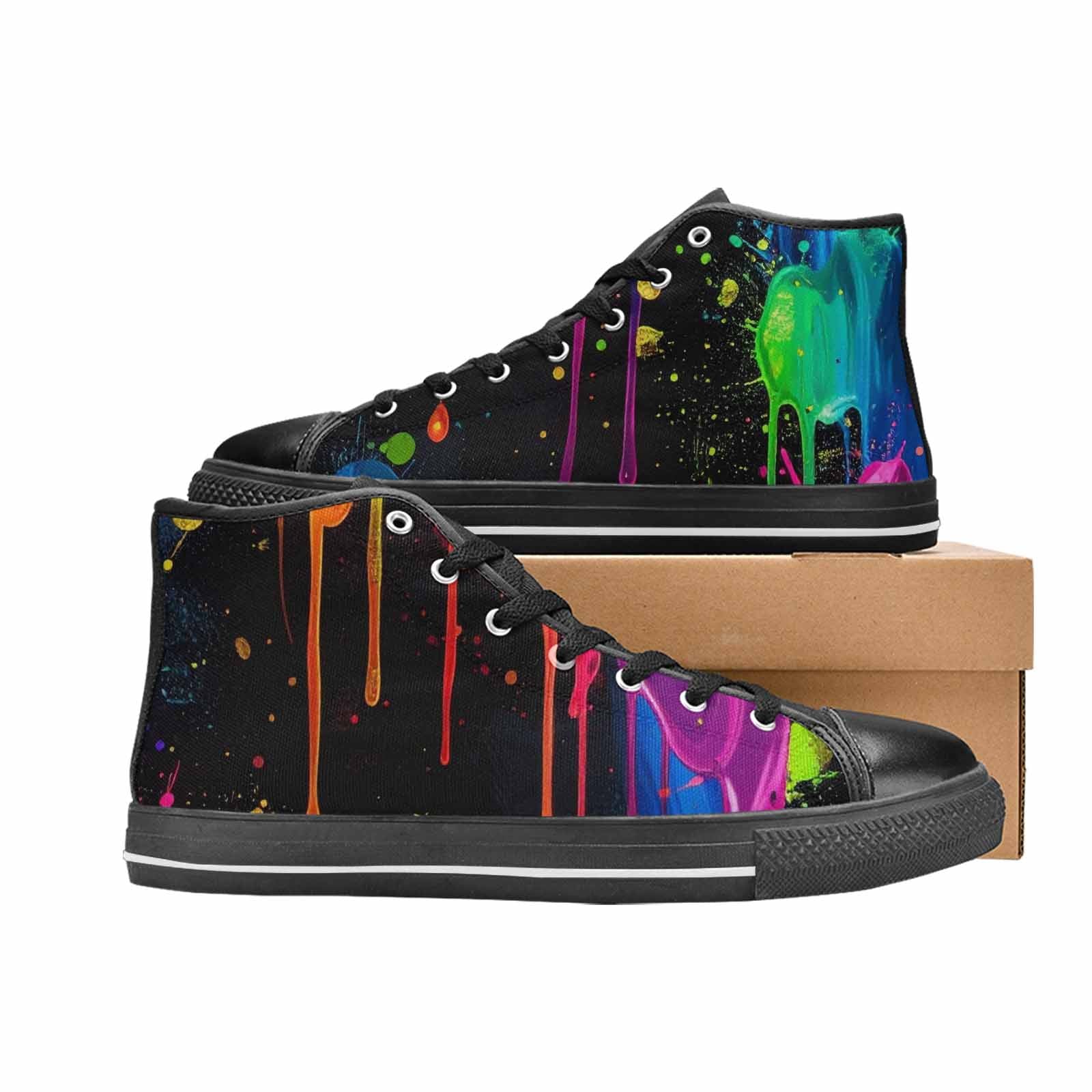 WOMEN'S Paint Splatter High Top Canvas Neon Fantasy Custom Shoes