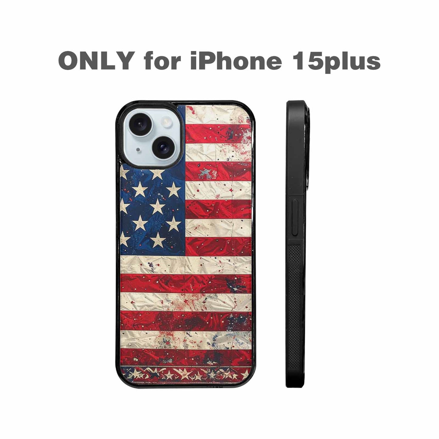 iPhone 15 Plus Case — American Flag Stars And Stripes Motif, Personalized Phone Case