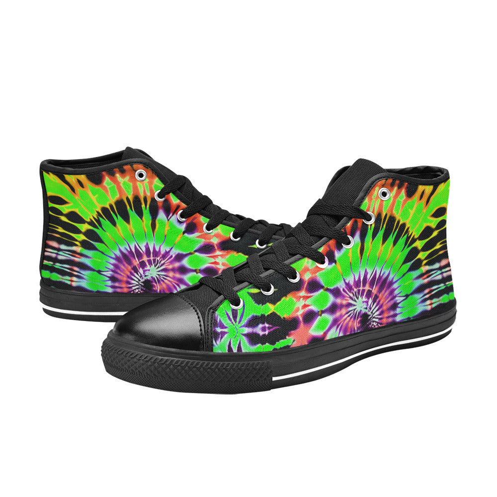 MEN'S Cc Tie Dye Art High Top Canvas Vibrant Chaos Sneakers