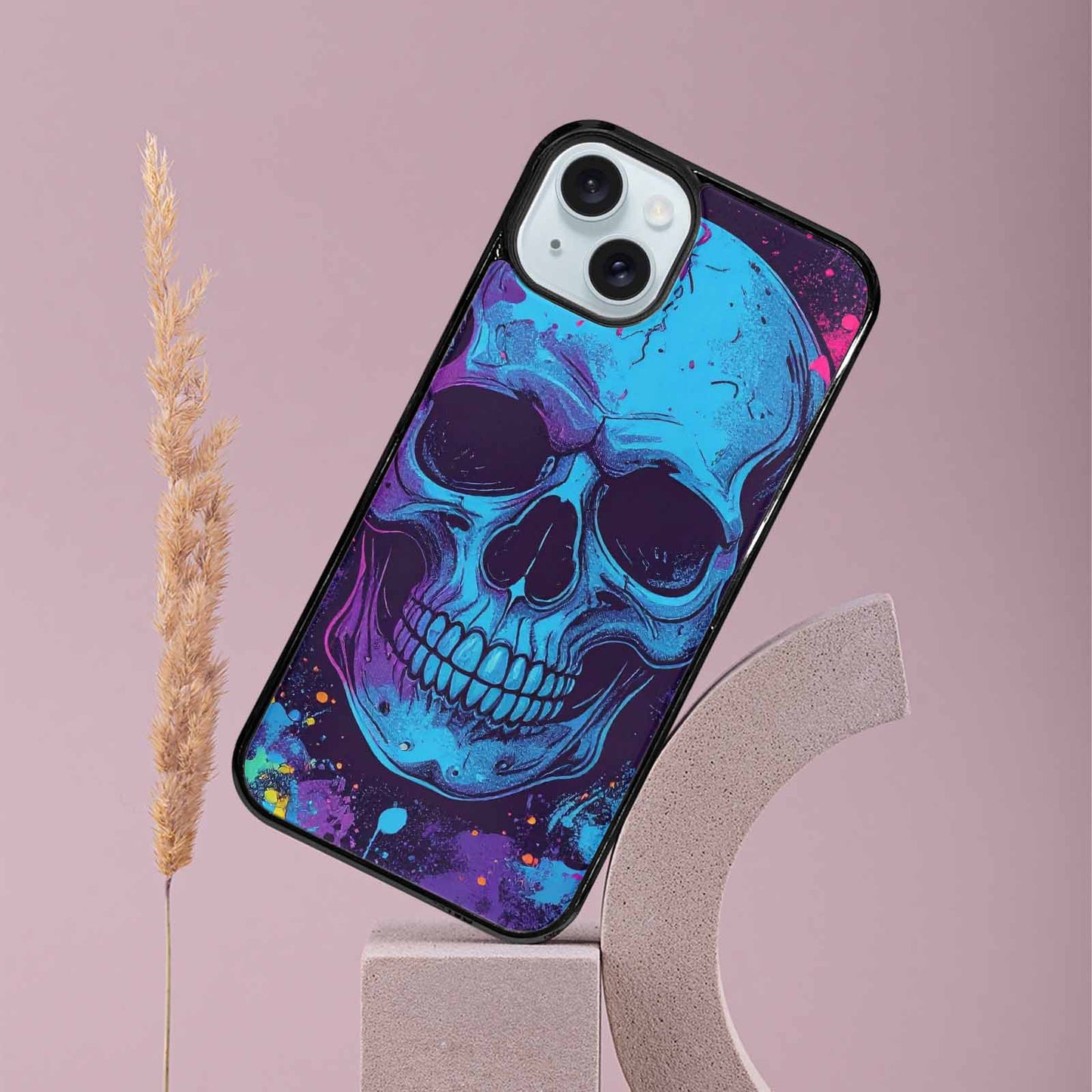 iPhone 15 Plus Case — Skulls Splatter Comic, Custom Printed Phone Case