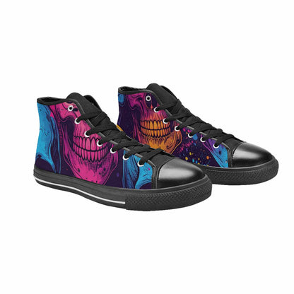 WOMEN'S Skulls Splatter Comic High Top Canvas Wallpaper Art Sneakers