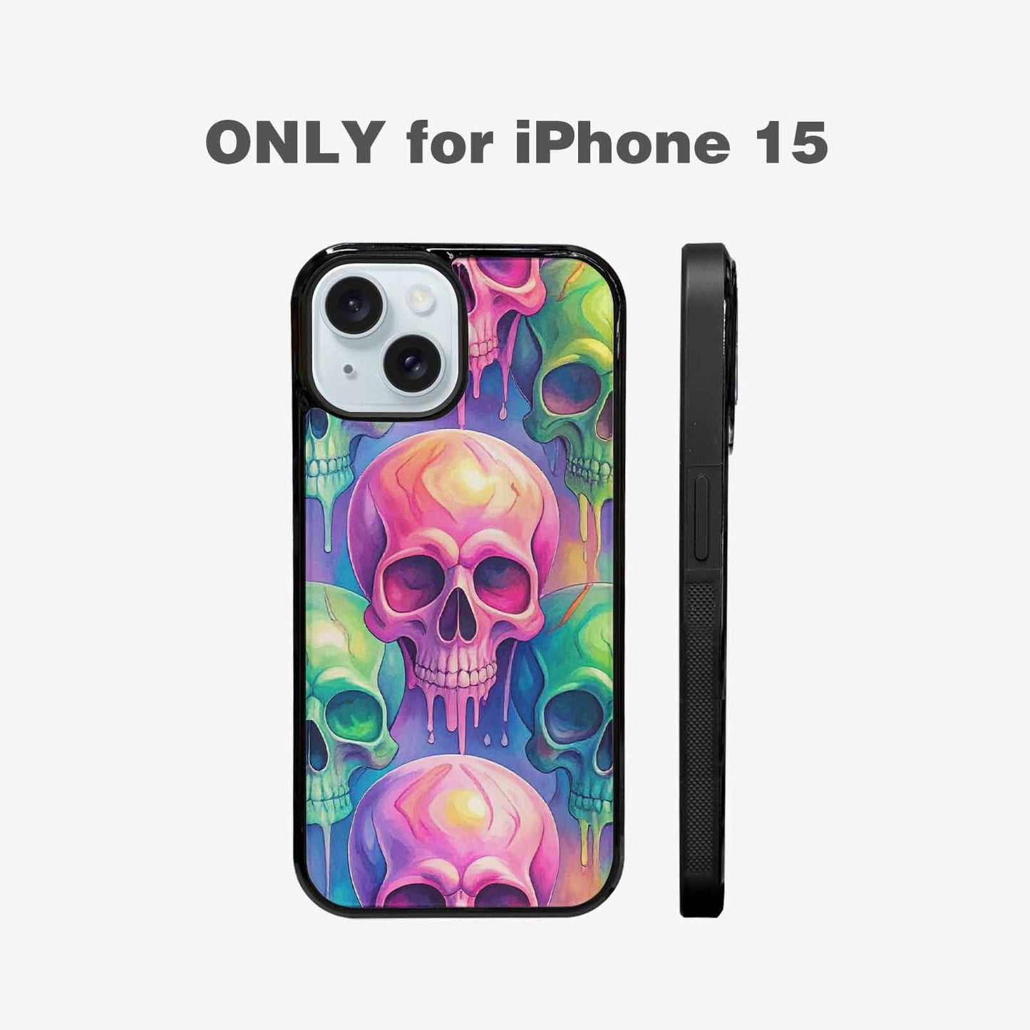 iPhone 15 Case — Candy Color Dripping Skulls Custom, Custom Designed Case Cover