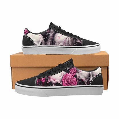 WOMEN'S Skull Roses Lace-Up Canvas Wallpaper Art Custom Sneakers