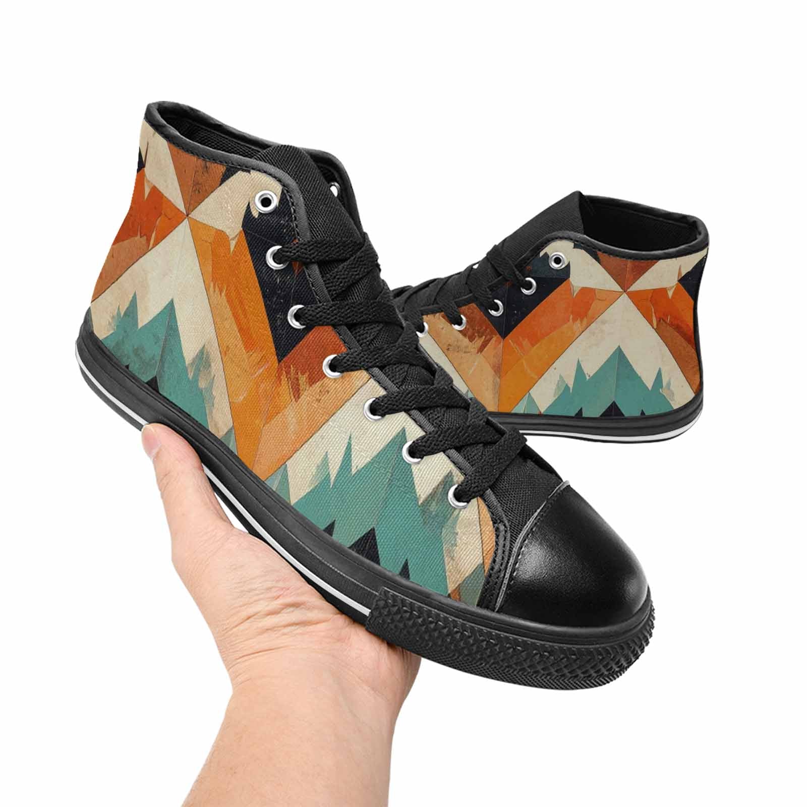 WOMEN'S Southwestern Geometric Diamond High Top Canvas Vivid Custom Shoes