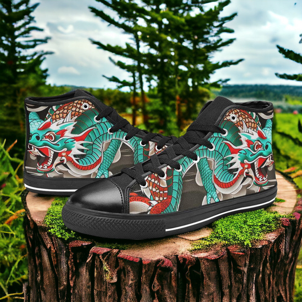 Jellyfish Orange Black Ornate WOMEN Bold Art - Freaky Shoes | Custom Art Sneakers