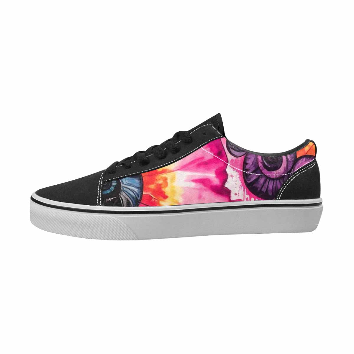 MEN'S Tie Dye Black & Pink Ink Canvas Bold Print Kaleidoscope Handmade Custom Shoes
