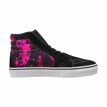 MEN'S Skeletons  Neon Pink High Top Canvas Melting Art Custom Sneakers