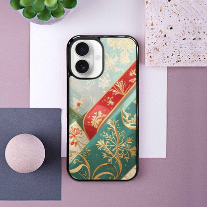 iPhone 16 Case — Christmas Wrapping Paper Pattern Art Wallpaper, Custom Print Case Cover
