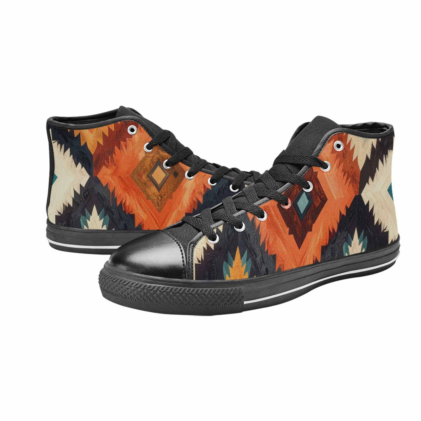 MEN'S Southwestern Geometric Diamond High Top Canvas Neon Fantasy Shoes