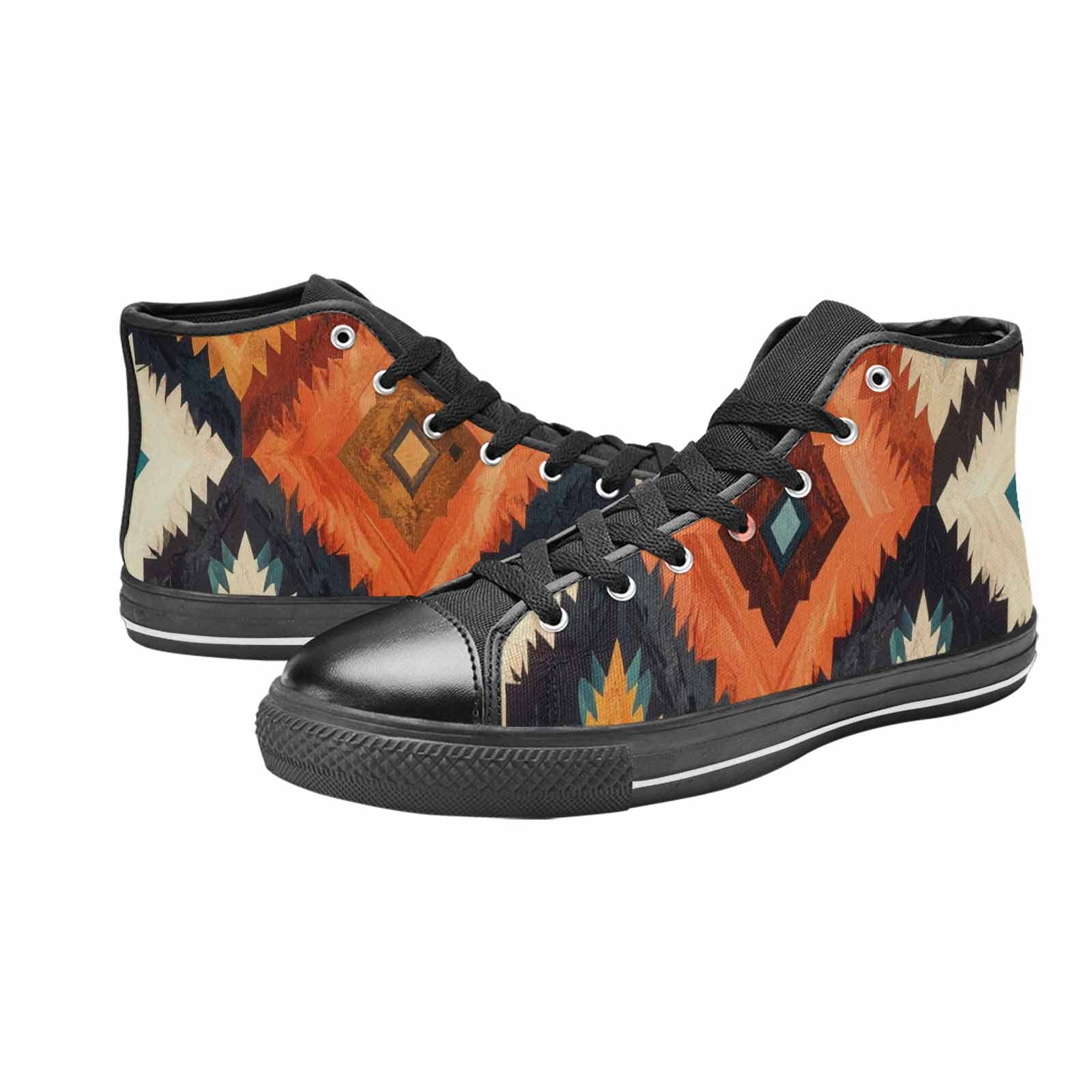 MEN'S Southwestern Geometric Diamond High Top Canvas Neon Fantasy Shoes