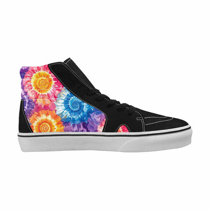 WOMEN'S Tie Dye Swirl High Top Canvas Vibrant Chaos Sneakers