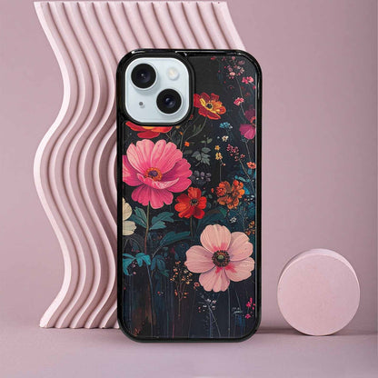 iPhone 15 Case — Shadowy Glitch Floral Pattern Hundreds Of, Custom Designed Case Cover