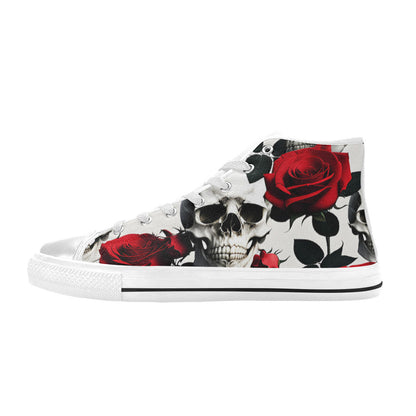 WOMEN'S Skulls Roses Deluxe 10 High Top Canvas Surreal Shoes