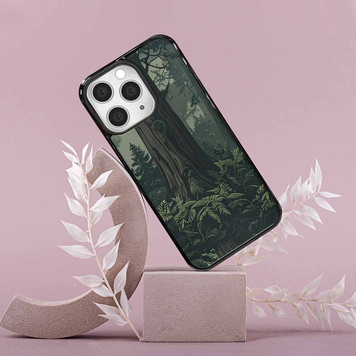 iPhone 15 Pro Max Case — Seamless Pattern Ancient Redwood Forest Giant, Customized Protective Case