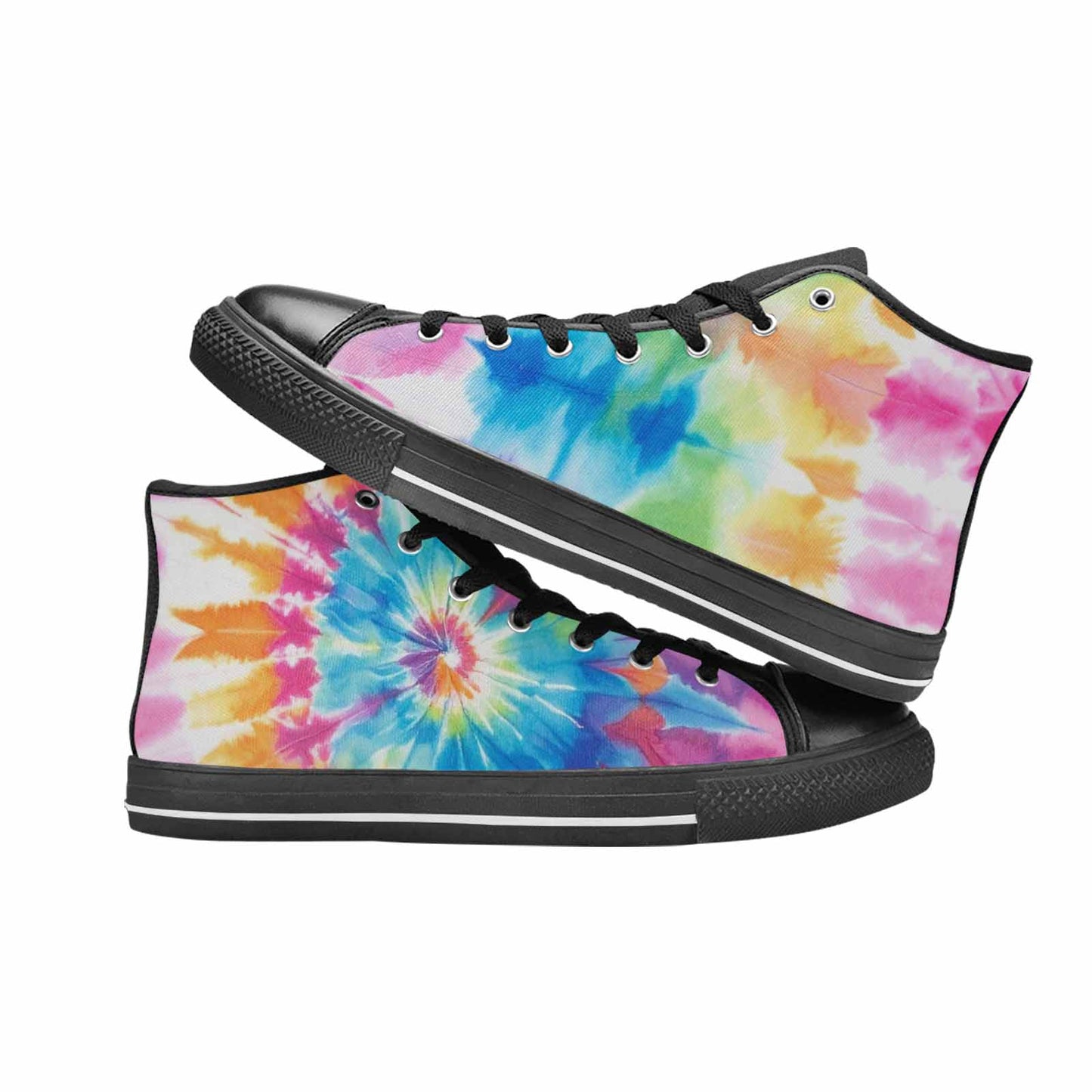 MEN'S Tie Dye Rainbow Twist High Top Canvas Neon Fantasy Shoes