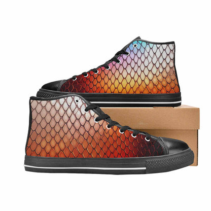 WOMEN'S Dark Snake Print High Top Canvas Aesthetic Shoes