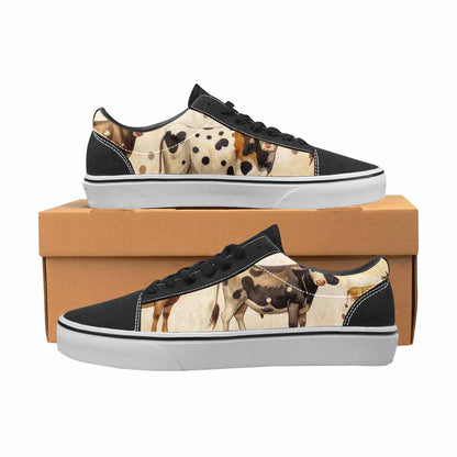 MEN'S Cow Animal Print Canvas Lace-Up Dark Academia Shoes