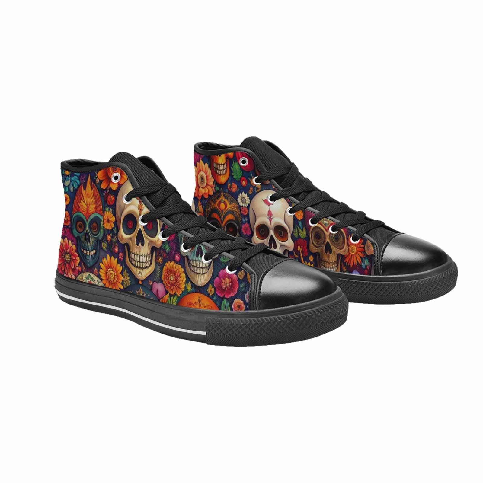 MEN'S Skull High Top Canvas Wallpaper Art Shoes