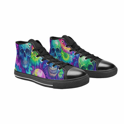 WOMEN'S Tie Dye Skulls Print High Top Canvas Aesthetic Sneakers