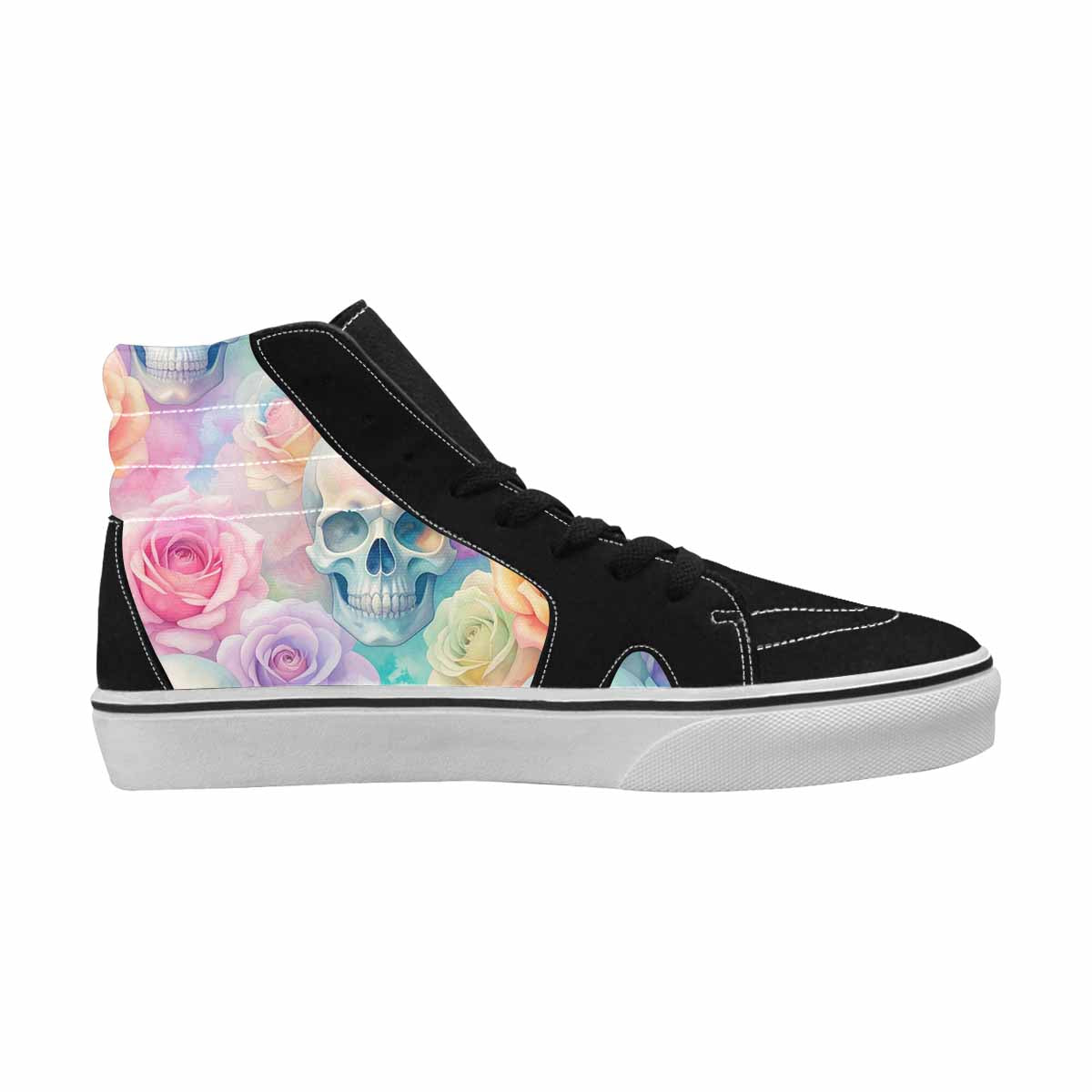 WOMEN'S Skulls Roses Candy Airbrush High Top Canvas Cottagecore Custom Sneakers