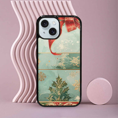 iPhone 15 Case — Christmas Wrapping Paper Pattern Art Wallpaper, Customized Protective Case