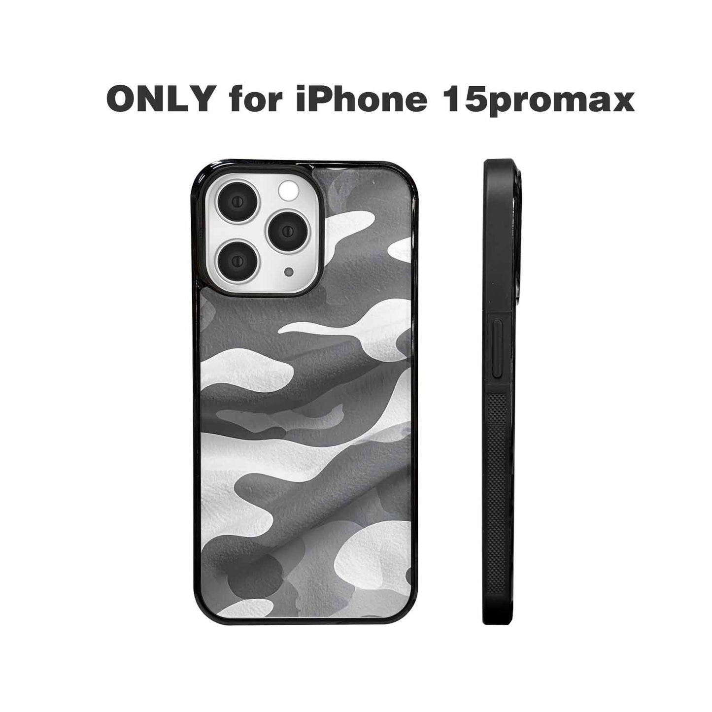 iPhone 15 Pro Max Case — Grey Camo Print, Custom Print Case Cover