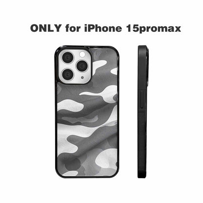 iPhone 15 Pro Max Case — Grey Camo Print, Custom Print Case Cover