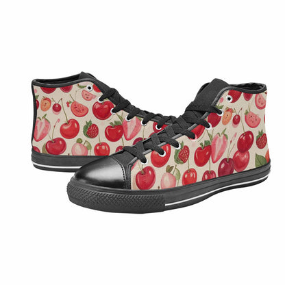MEN'S Cherry Fruit Print High Top Canvas Aesthetic Sneakers