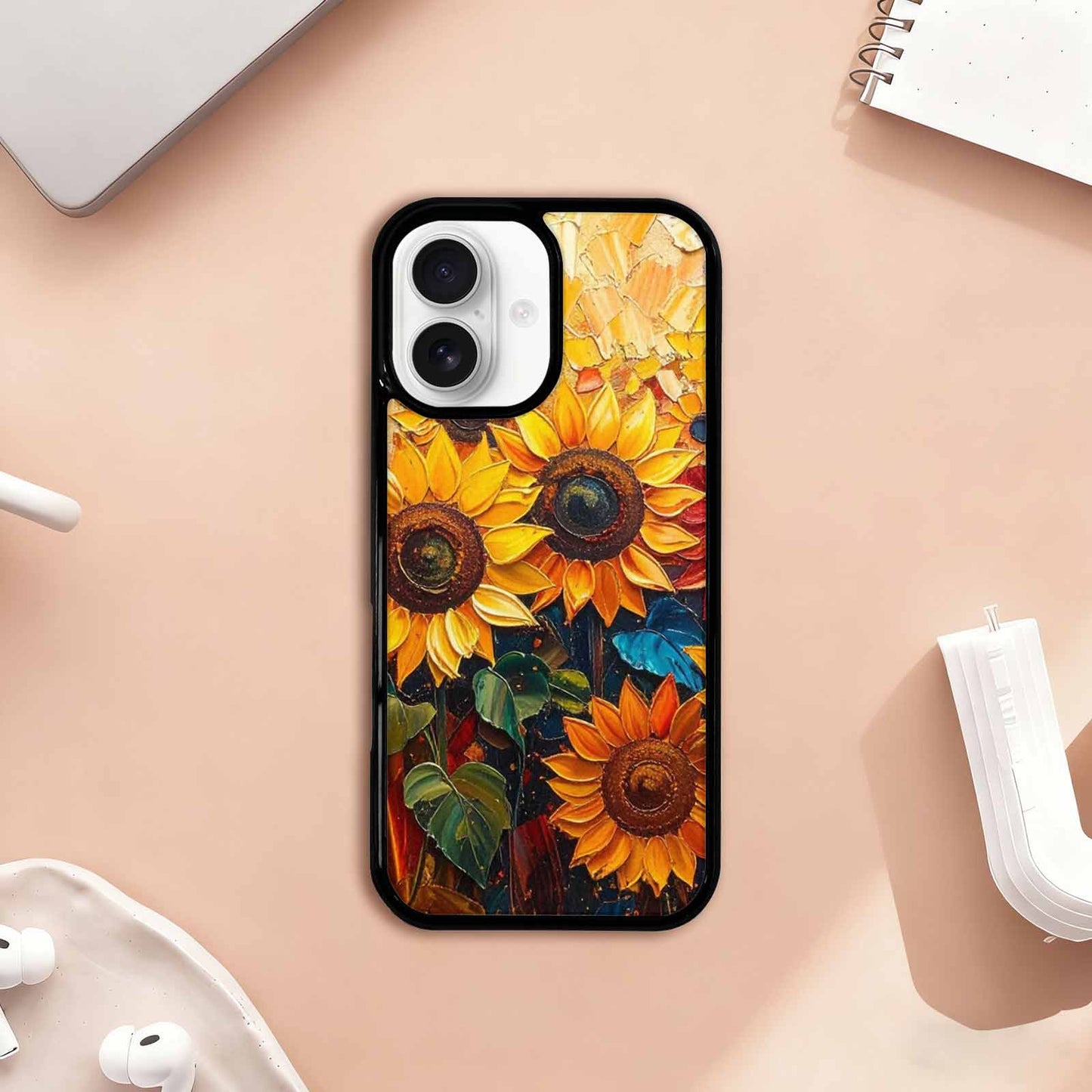 iPhone 17 Case — Impressionist Sunflower Brushstroke Pattern Floral, Unique Phone Case Design