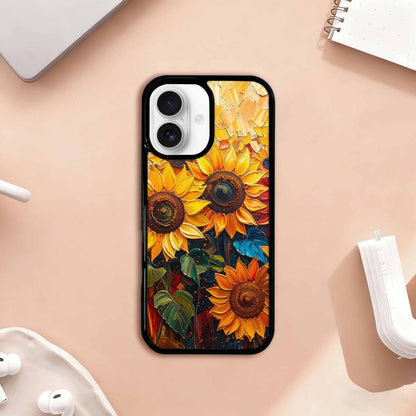 iPhone 17 Case — Impressionist Sunflower Brushstroke Pattern Floral, Unique Phone Case Design