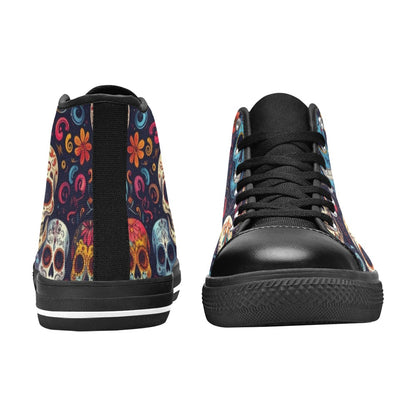 WOMEN'S Day Of Dead Sugar Skull High Top Canvas Vivid Custom Shoes