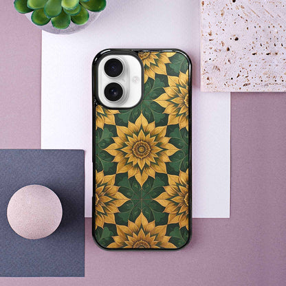 iPhone 16 Case — Sunflower Mandala Kaleidoscope Custom, Custom Phone Case