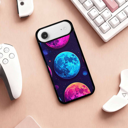 iPhone 17 Air Case — Neon Winter Moon Seamless Cartoon Cute, Custom Print Case Cover