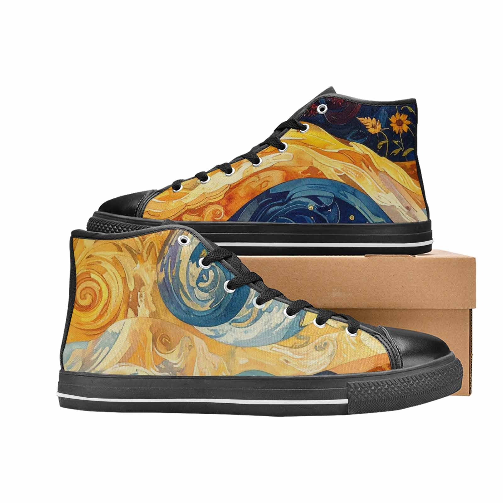 WOMEN'S Blend All Versions High Top Canvas Wallpaper Art Custom Sneakers