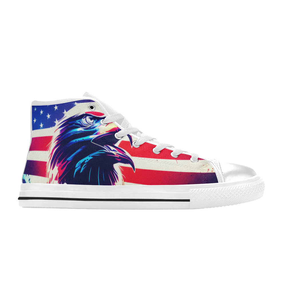 WOMEN'S Patriotic Eagle High Top Canvas Cottagecore Sneakers