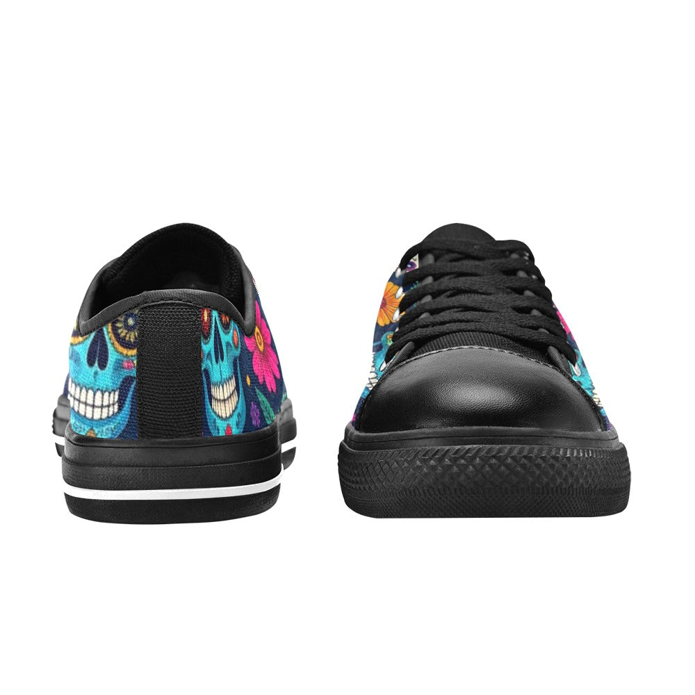 MEN'S Rainbow Sugar Skull Weave Low Top Canvas Grunge Shoes
