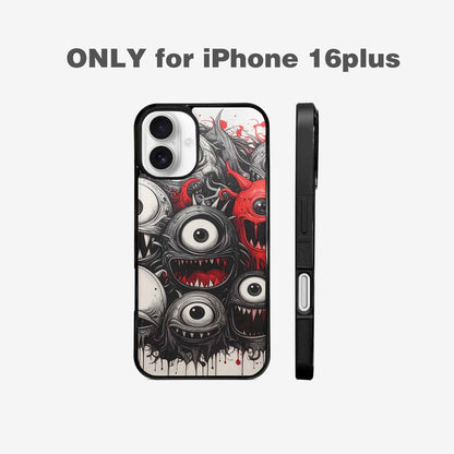 iPhone 16 Plus Case — Multi Eye Monster Black Red Ink, Custom Art Phone Cover