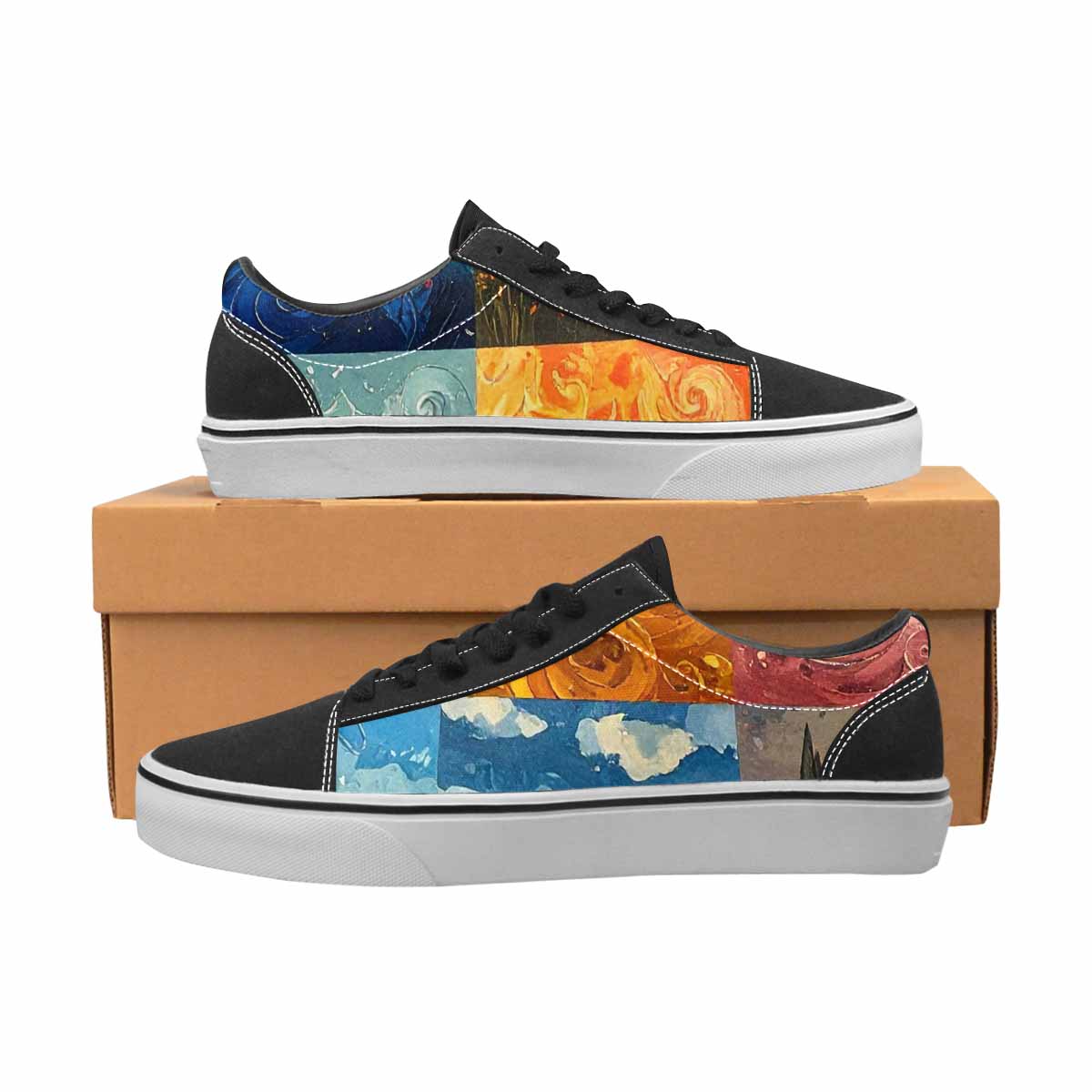 WOMEN'S Van Gogh-Style Swirl Canvas Lace-Up Cottagecore Shoes